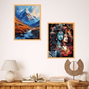 Set of Two Wall Paintings for Wall Dacoration Golden Framed Wall Paintings for Living Room & Bedroom Wall Art for Home Decoration & Office Wall Dรฉcor (14x11 inch CH-GD2-21)